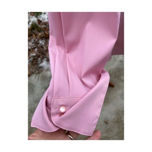 Vtg Baby Pink Casual Shirt Button Up Darts Work - Picture 5 of 11